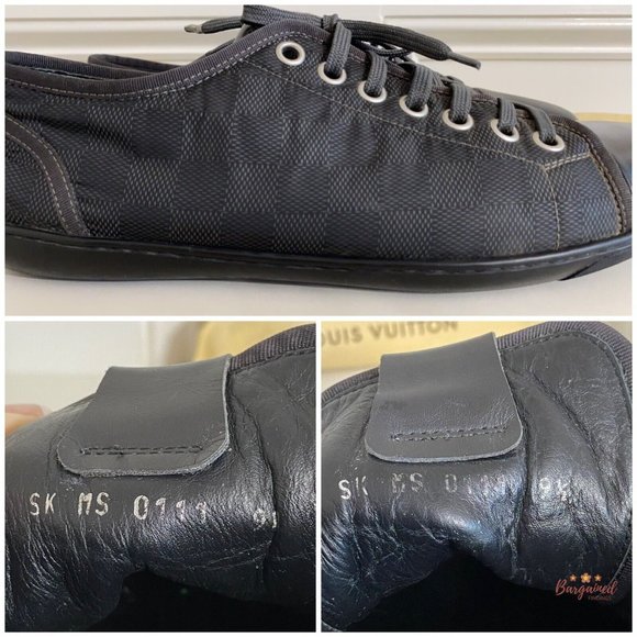 Authentic Louis Vuitton Gray/Black Damier Graphite Nylon Men's Sneakers Size 9.5 - Picture 11 of 14